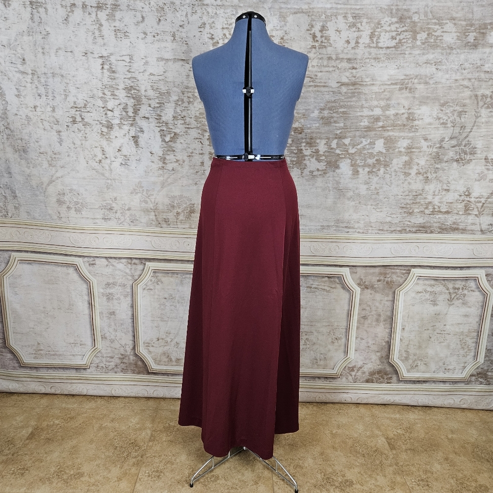 Vintage 1970s Burgundy Maxi Skirt M Long Flowy Whimsigoth Medium Maroon Red VTG - Picture 4 of 8